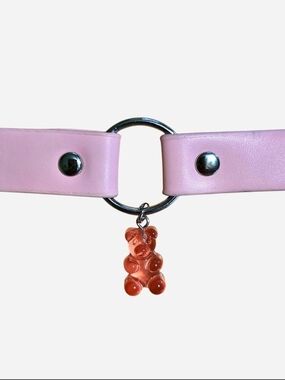 Bodyrage Pink Gummy Bear O-Ring Collar Choker • Pastel Goth Y2K 90s Alternative
